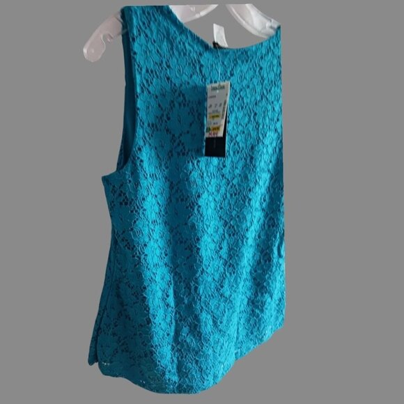 Jennie & Marlis Petite Turquoise Lace Sleeveless Top Petite Large - Picture 5 of 11